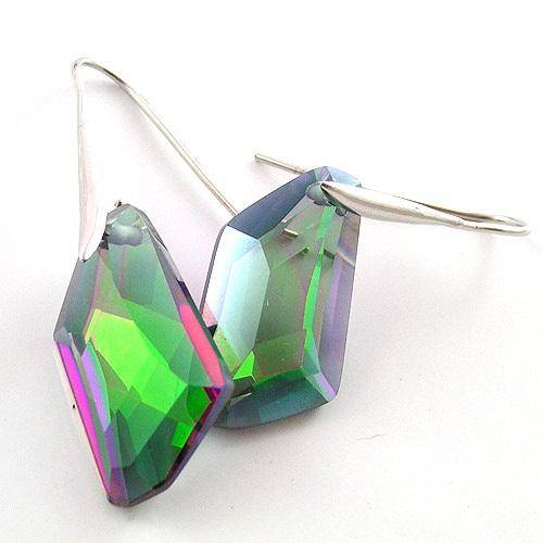 27ct Rainbow Colored Topaz Earrings Dangle 925 Sterling Silver