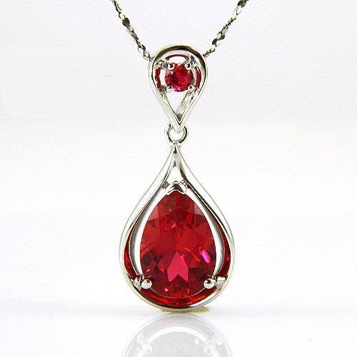 PENDANT~4.5 ct Lab Red Ruby Pendant 925 Sterling Silver