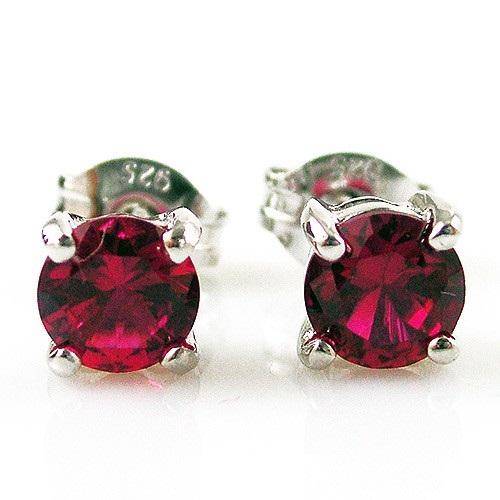 Earrings- Lovely Lab created Ruby Stud Earrings .925 Silver