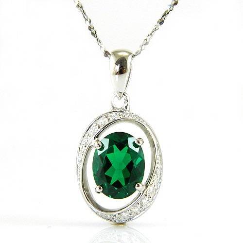 PENDANT~Stunning 2.5ct Lab Created Emerald Pendant .925 Sterling silver