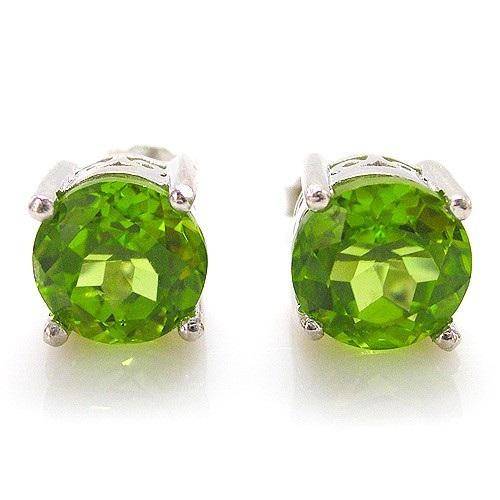 EARRINGS~Genuine Natural Peridot Round Stud Earrings