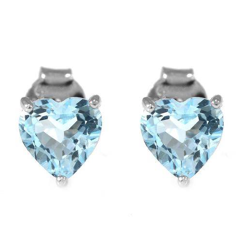 TOPAZ EARRINGS ~ Genuine Topaz Heart Earrings Studs 925 Sterling Silver