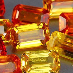 Beautiful Orange/Yellow Octagon Sapphire Lot (10 pieces-3.49TCts)