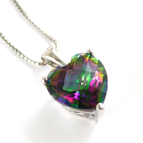 HEART 4ct Mystic Topaz Pendant 925. Sterling Silver