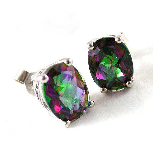 STUNNING 3.6CT MYSTIC TOPAZ OVAL STUDS
