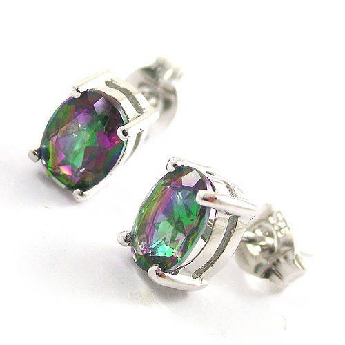 7x5mm OVAL 1.5ct Mystic Topaz Earrings Studs Silver
