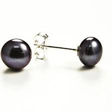 7-8mm Black Akoya Pearl Studs