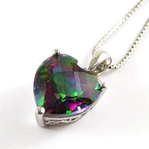 HEART 4ct Mystic Topaz Pendant 925. Sterling Silver
