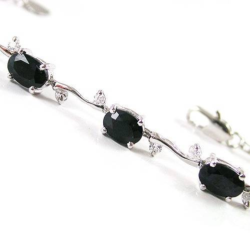 STUNNING 2.8ct Genuine Black Sapphire Bracelet 925 Sterling Silver