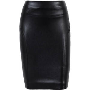 PENCIL Tapered Skirt in BLACK Faux Leather aka Leatherette not lined Zip Closure