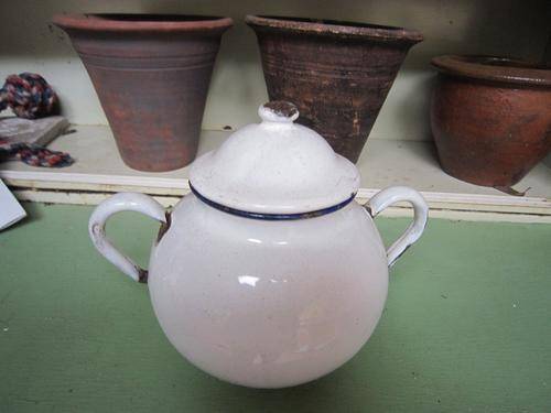 Enamel Sugar Bowl with Lid
