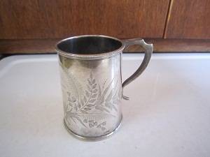 ANTIQUE 1882 SILVER PLATED CHRISTENING MUG ITEM NO 86