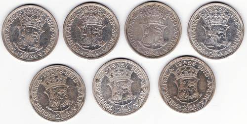 SAU 7 x Half Crowns from 1952 to 1958 Circulated .50 Silver
