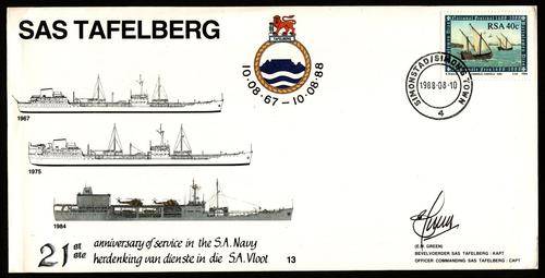 2 x SAS Tafelberg 21st Anniversary of service in the SA Navy Signed Cover