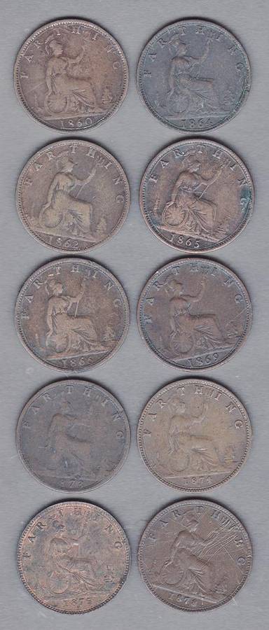 Great Britain 10 Farthings Ranging Between 1860 - 1878