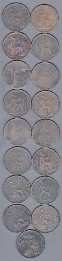 Great Britain 1860 to 1879 Pennies Some very nice coins in this set See Pictures for More Detail