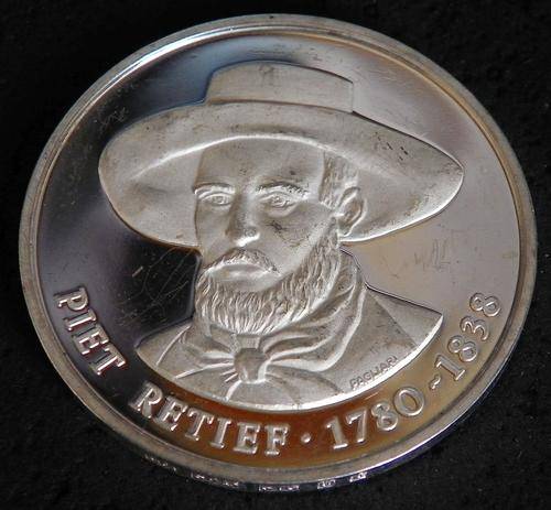 Piet Retief 1780 - 1838 .925 Silver Medallion designed by Pagliari Cape Town
