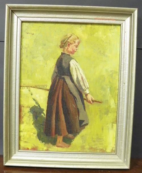G Staller 43 Oil Painting on Board of a Girl