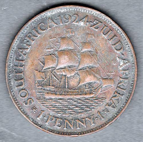 South African Union 1924 Penny. Only 134 487 Minted