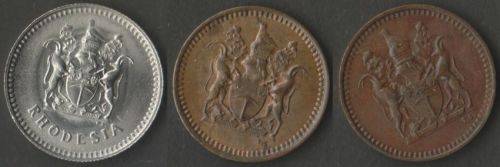 RHODESIA MINT ERRORS ROTATED DIE 1/2 CENT x 2 COINS(Circulated) AND TEN CENTS COIN(UNC)