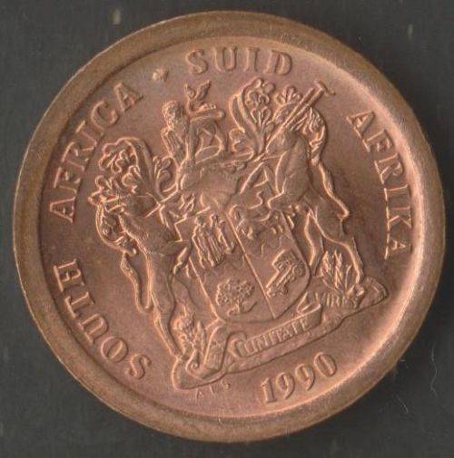 SOUTH AFRICA MINT ERROR 1990 5 CENT COINS x 2 WITH CRACKED DIE, EXTRA THICK LEG &ROTATED DIE- UNC