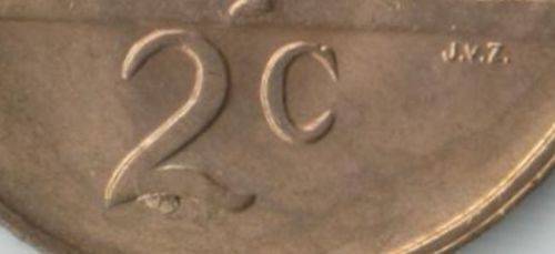 SOUTH AFRICA MINT ERROR 1988 2 CENT COIN WITH "EXTRA BUSHY TAIL " - UNC