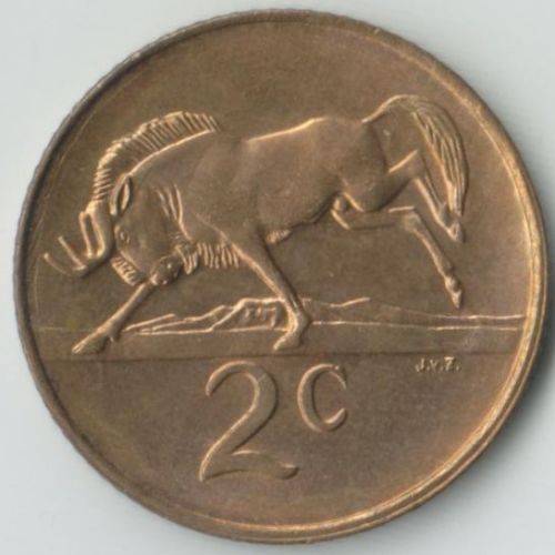 SOUTH AFRICA MINT ERROR 1988 2 CENT COIN WITH "EXTRA BUSHY TAIL " - UNC