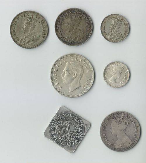 SILVER COIN LOT INCLUDING SOUTH AFRICA GREAT BRITAIN EAST AFRICA AND GERMANY