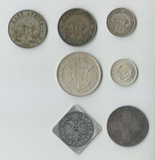 SILVER COIN LOT INCLUDING SOUTH AFRICA GREAT BRITAIN EAST AFRICA AND GERMANY
