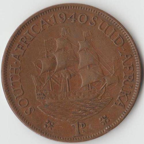 1931 UNION SOUTH AFRICA PENNY WEAK STRIKE OF "I" In GEORGIVS 1940 PENNY "MISSING STAR AFTER DATE"