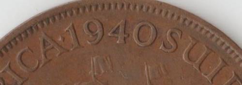 1931 UNION SOUTH AFRICA PENNY WEAK STRIKE OF "I" In GEORGIVS 1940 PENNY "MISSING STAR AFTER DATE"