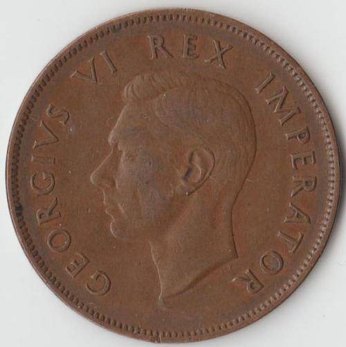 1931 UNION SOUTH AFRICA PENNY WEAK STRIKE OF "I" In GEORGIVS 1940 PENNY "MISSING STAR AFTER DATE"