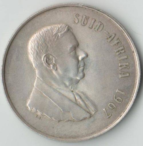 1967 SOUTH AFRICA R1 ONE RAND SILVER COIN - AFRIKAANS