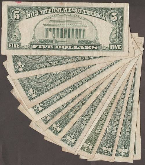 LOT OF CIRCULATED UNITED STATES OF AMERICA USA DOLLAR BANKNOTES - $16 IN TOTAL