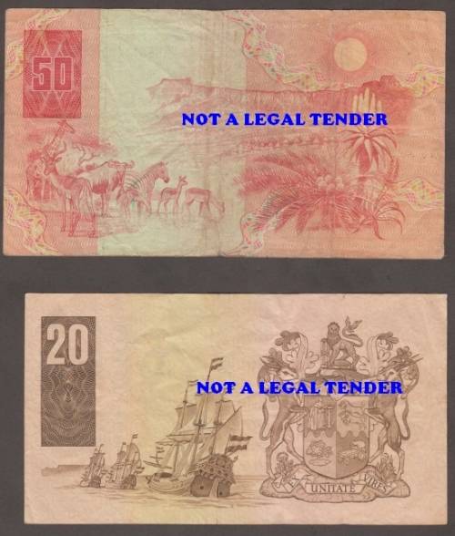 SOUTH AFRICA CL STALS R 2, R 5, R 10. R 20 and R 50 BANKNOTE SET