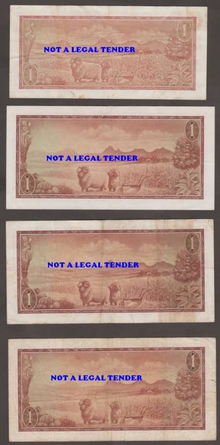 SOUTH AFRICA TW de JONGH R1, R 2, R 5 and R 10 BANKNOTE LOT BOTH WATERMARKS