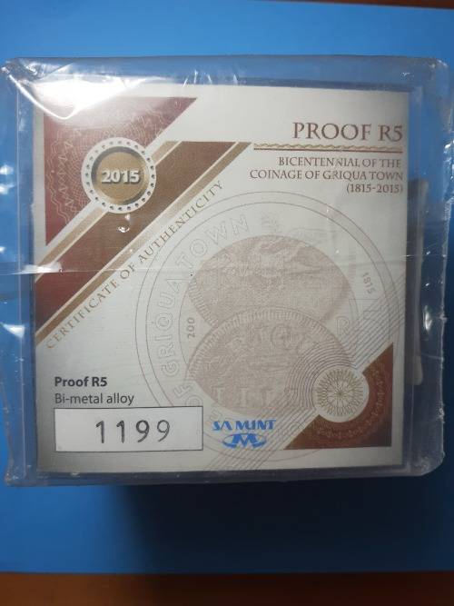 Not Seen Often. Sealed 2015 Griqua Proof R5 With Magnifieng Glass