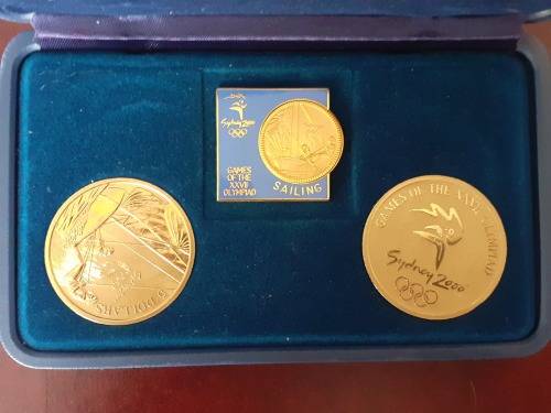 Royal Australian Mint Sydney Olympics Gold Plated Medal And Pin Set