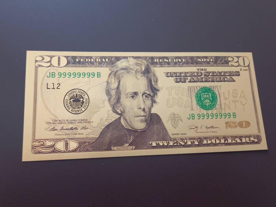 NICE USA $20 GOLD FOIL NOTE. 3 AVAILABLE. BID PER NOTE