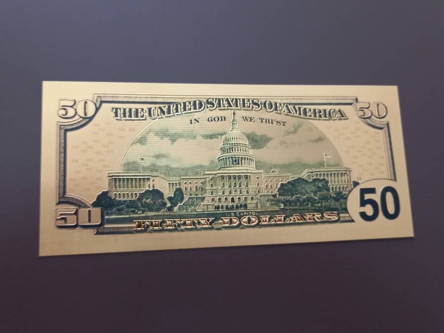 NICE USA $50 GOLD FOIL NOTE. 3 AVAILABLE. BID PER NOTE