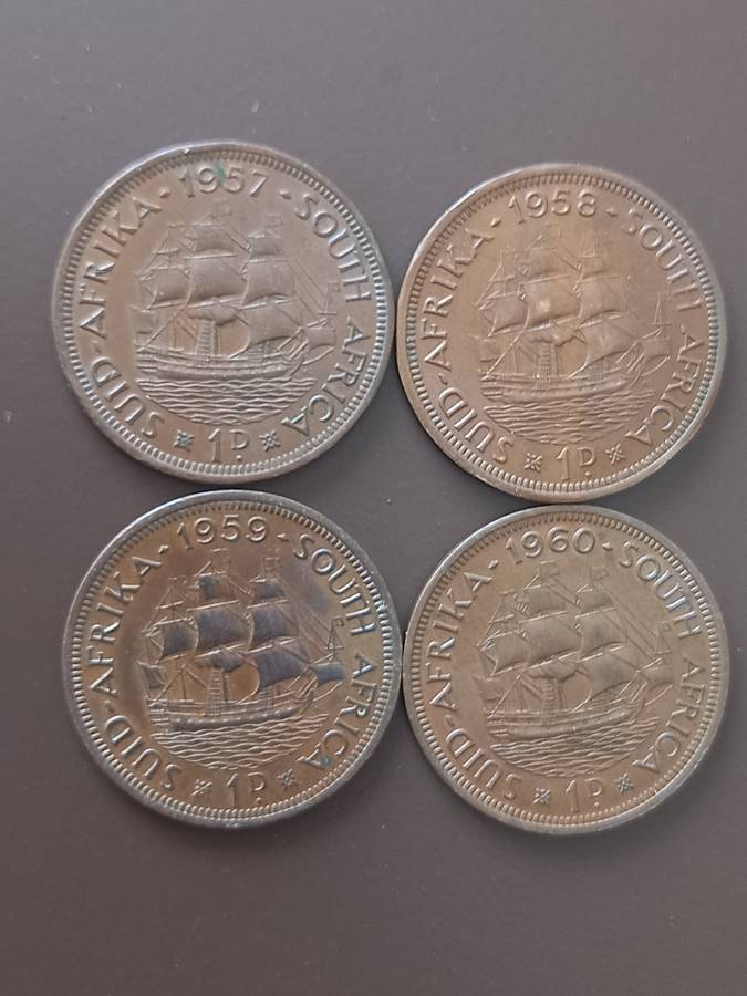 NICE SET OF UNION ONE PENNIES. 1957 - 1960. ONE BID FOR ALL 4