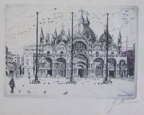 ANTIQUE! Limited Edition Signed Print: St Mark's Basilica Venice