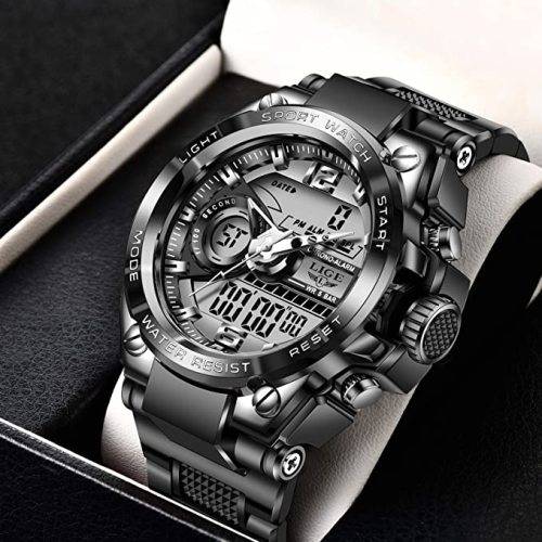 LIGE Men Digital Watch LED Alarm Clock Sport Watch for Men