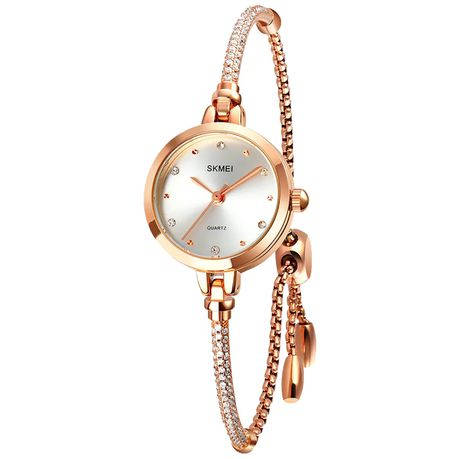 SKMEI Thin Premium Crystal-Accented Womans Watch White Edition