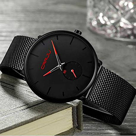 CRRJU Simple Ultra-Thin Stainless Steel Wristwatch