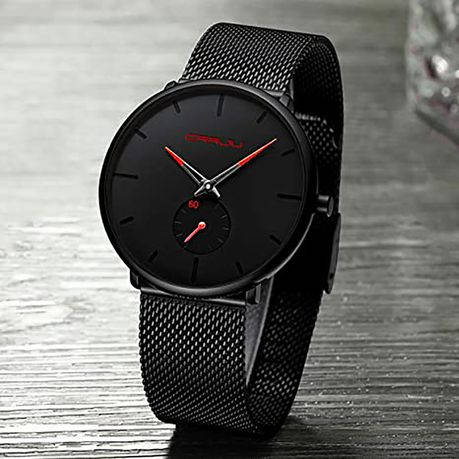 CRRJU Simple Ultra-Thin Stainless Steel Wristwatch