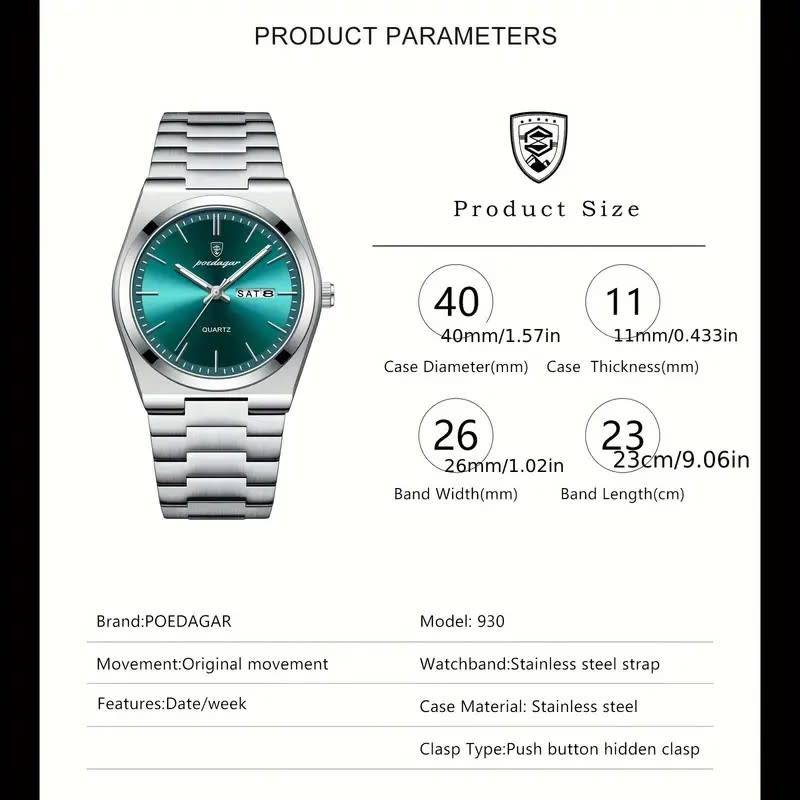 Poedagar Men's Luminous Stainless Steel Watch 