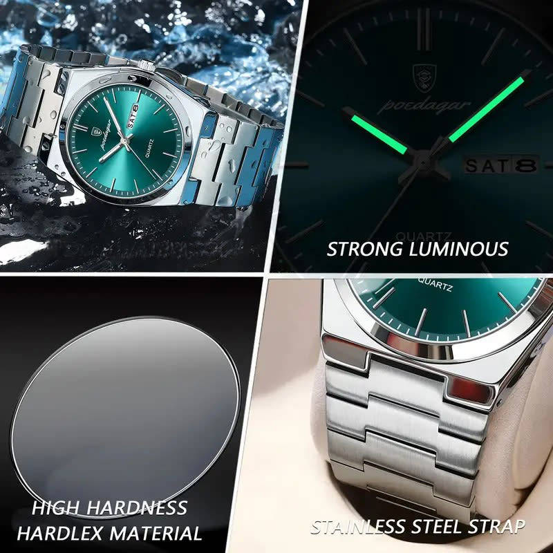Poedagar Men's Luminous Stainless Steel Watch 
