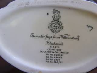 Royal Doulton CHARACTER JUG - Blacksmith from Williamsburg