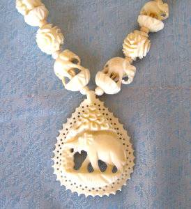 Carved Ivory (?) Necklace